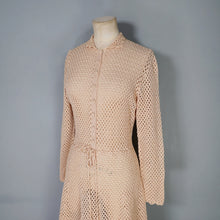 Load image into Gallery viewer, 70s APRICOT PASTEL ORANGE LONG SLEEVED CROCHET DRESS - S-M
