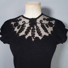 Load image into Gallery viewer, 50s GOTHIC "MILADI-ANN" FINE KNIT JUMPER TO WITH MESH AND SOUTACHE - XS-S