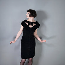 Load image into Gallery viewer, 80s DOES 50s NIAGARA STYLE CUT OUT NECK VELVET WIGGLE DRESS - S-M