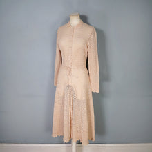 Load image into Gallery viewer, 70s APRICOT PASTEL ORANGE LONG SLEEVED CROCHET DRESS - S-M
