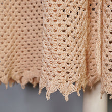 Load image into Gallery viewer, 70s APRICOT PASTEL ORANGE LONG SLEEVED CROCHET DRESS - S-M