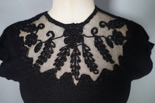 Load image into Gallery viewer, 50s GOTHIC "MILADI-ANN" FINE KNIT JUMPER TO WITH MESH AND SOUTACHE - XS-S
