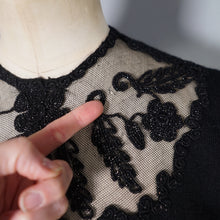 Load image into Gallery viewer, 50s GOTHIC "MILADI-ANN" FINE KNIT JUMPER TO WITH MESH AND SOUTACHE - XS-S