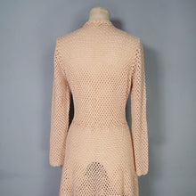 Load image into Gallery viewer, 70s APRICOT PASTEL ORANGE LONG SLEEVED CROCHET DRESS - S-M