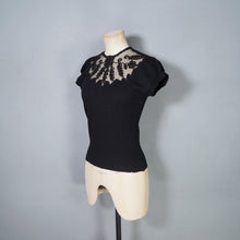 Load image into Gallery viewer, 50s GOTHIC "MILADI-ANN" FINE KNIT JUMPER TO WITH MESH AND SOUTACHE - XS-S