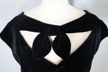 Load image into Gallery viewer, 80s DOES 50s NIAGARA STYLE CUT OUT NECK VELVET WIGGLE DRESS - S-M