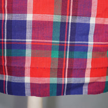 Load image into Gallery viewer, 50s COLOURED BLUE AND RED PLAID DRESS WITH CONTRAST COLLAR AND BIB - M