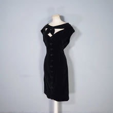 Load image into Gallery viewer, 80s DOES 50s NIAGARA STYLE CUT OUT NECK VELVET WIGGLE DRESS - S-M