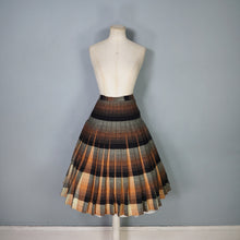 Load image into Gallery viewer, 50s SPORTRITE REVERSIBLE PLEATED RUST AND BLACK TARTAN PLAID WOOL SKIRT - 26.5"