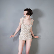 Load image into Gallery viewer, 50s DE WEESE LACE SPIDER WEB AND BUTTERFLY RHINESTONED SWIMSUIT - XS