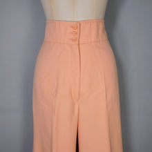 Load image into Gallery viewer, 70s PASTEL PEACHY PINK HIGH WAIST WIDE LEG FLARES TROUSERS - 26&quot;
