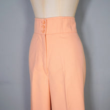 Load image into Gallery viewer, 70s PASTEL PEACHY PINK HIGH WAIST WIDE LEG FLARES TROUSERS - 26&quot;