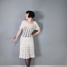 Load image into Gallery viewer, 70s WHTE COTTON SEE THROUGH CROCHET SUMMER DRESS - M