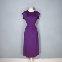 Load image into Gallery viewer, 50s UNUSUAL TAILORED PURPLE WOOL WIGGLE DRESS WITH TAIL COAT BOLERO JACKET - S