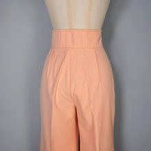 Load image into Gallery viewer, 70s PASTEL PEACHY PINK HIGH WAIST WIDE LEG FLARES TROUSERS - 26&quot;