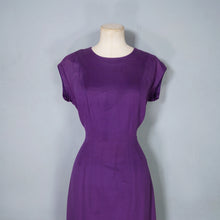 Load image into Gallery viewer, 50s UNUSUAL TAILORED PURPLE WOOL WIGGLE DRESS WITH TAIL COAT BOLERO JACKET - S
