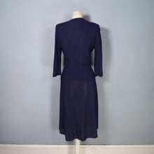 Load image into Gallery viewer, 40s NAVY BLUE RAYON TWO PIECE BOW BLOUSE AND SKIRT DRESS SET - XS-S