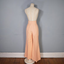 Load image into Gallery viewer, 70s PASTEL PEACHY PINK HIGH WAIST WIDE LEG FLARES TROUSERS - 26&quot;