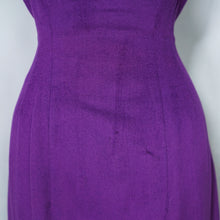 Load image into Gallery viewer, 50s UNUSUAL TAILORED PURPLE WOOL WIGGLE DRESS WITH TAIL COAT BOLERO JACKET - S