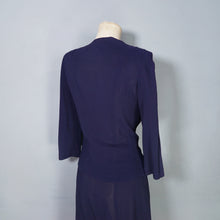 Load image into Gallery viewer, 40s NAVY BLUE RAYON TWO PIECE BOW BLOUSE AND SKIRT DRESS SET - XS-S