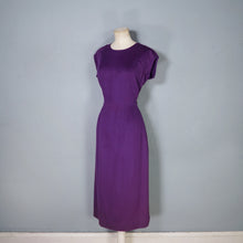 Load image into Gallery viewer, 50s UNUSUAL TAILORED PURPLE WOOL WIGGLE DRESS WITH TAIL COAT BOLERO JACKET - S