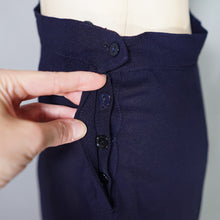 Load image into Gallery viewer, 40s NAVY BLUE RAYON TWO PIECE BOW BLOUSE AND SKIRT DRESS SET - XS-S