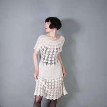 Load image into Gallery viewer, 70s WHTE COTTON SEE THROUGH CROCHET SUMMER DRESS - M