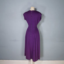 Load image into Gallery viewer, 50s UNUSUAL TAILORED PURPLE WOOL WIGGLE DRESS WITH TAIL COAT BOLERO JACKET - S