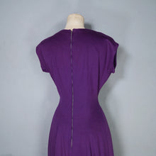 Load image into Gallery viewer, 50s UNUSUAL TAILORED PURPLE WOOL WIGGLE DRESS WITH TAIL COAT BOLERO JACKET - S