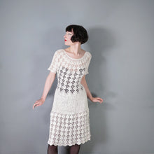 Load image into Gallery viewer, 70s WHTE COTTON SEE THROUGH CROCHET SUMMER DRESS - M