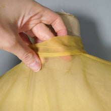 Load image into Gallery viewer, 50s 60s SHEER YELLOW BLOUSE WITH PIN TUCKS AND TIE NECK - S-M