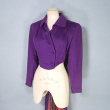 Load image into Gallery viewer, 50s UNUSUAL TAILORED PURPLE WOOL WIGGLE DRESS WITH TAIL COAT BOLERO JACKET - S
