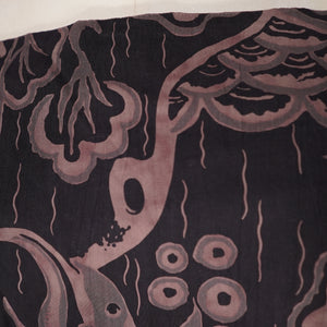 50s DARK BROWN HAWAIIAN STYLE FISH PRINT FULL SKIRTED DRESS - S