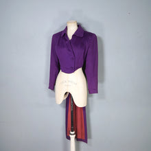 Load image into Gallery viewer, 50s UNUSUAL TAILORED PURPLE WOOL WIGGLE DRESS WITH TAIL COAT BOLERO JACKET - S