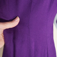Load image into Gallery viewer, 50s UNUSUAL TAILORED PURPLE WOOL WIGGLE DRESS WITH TAIL COAT BOLERO JACKET - S