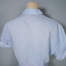 Load image into Gallery viewer, 50s PASTEL BLUE LINEN BLOUSE WITH FLORAL CUTWORK EMBROIDERY - S-M