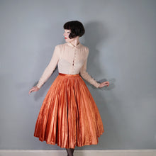 Load image into Gallery viewer, 70s CRAIGMERE FULL CIRCLE PLEATED PUMPKIN ORANGE VELOUR SKIRT - 25&quot;