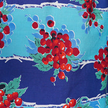 Load image into Gallery viewer, 50s BLUE RED &quot;BLACON&quot; GRAPE / FRUIT PRINT FULL SKIRTED DRESS - M