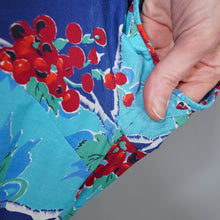 Load image into Gallery viewer, 50s BLUE RED &quot;BLACON&quot; GRAPE / FRUIT PRINT FULL SKIRTED DRESS - M