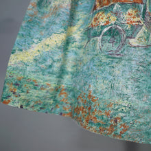 Load image into Gallery viewer, 50s 60s GREEN AND BLUE IMPRESSIONIST VILLAGE LANDSCAPE NOVELTY PRINT SKIRT - 25"