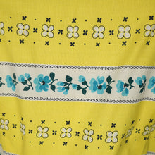 Load image into Gallery viewer, 50s YELLOW STRIPE AND FLORAL PRINT FULL SKIRTED COTTON DRESS - S