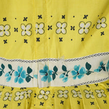 Load image into Gallery viewer, 50s YELLOW STRIPE AND FLORAL PRINT FULL SKIRTED COTTON DRESS - S