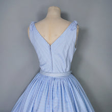Load image into Gallery viewer, 50s VICTOR JOSSELYN PASTEL BLUE RUCHING AND LACE FULL SKIRT DRESS - XS-S