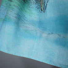 Load image into Gallery viewer, 50s LIGHT BLUE SCENIC BORDER RIVERSIDE VILLAGE PRINT DRESS - S