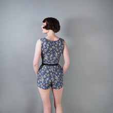 Load image into Gallery viewer, 50s LAZAR SPORTS BLUE GREY SHELL PRINT COTTON ROMPER / PLAYSUIT - XS