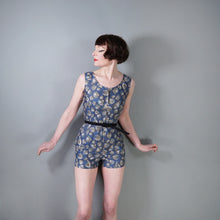 Load image into Gallery viewer, 50s LAZAR SPORTS BLUE GREY SHELL PRINT COTTON ROMPER / PLAYSUIT - XS
