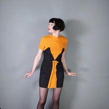 Load image into Gallery viewer, 60s BLACK AND ORANGE COLOURBLOCK SHIFT DRESS - S-M