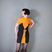 Load image into Gallery viewer, 60s BLACK AND ORANGE COLOURBLOCK SHIFT DRESS - S-M