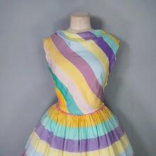 Load image into Gallery viewer, 50s PEGGY PAGE PASTEL LOLLYPOP STRIPED FULL SKIRTED DRESS - XS