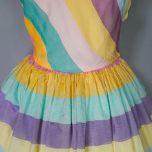 Load image into Gallery viewer, 50s PEGGY PAGE PASTEL LOLLYPOP STRIPED FULL SKIRTED DRESS - XS